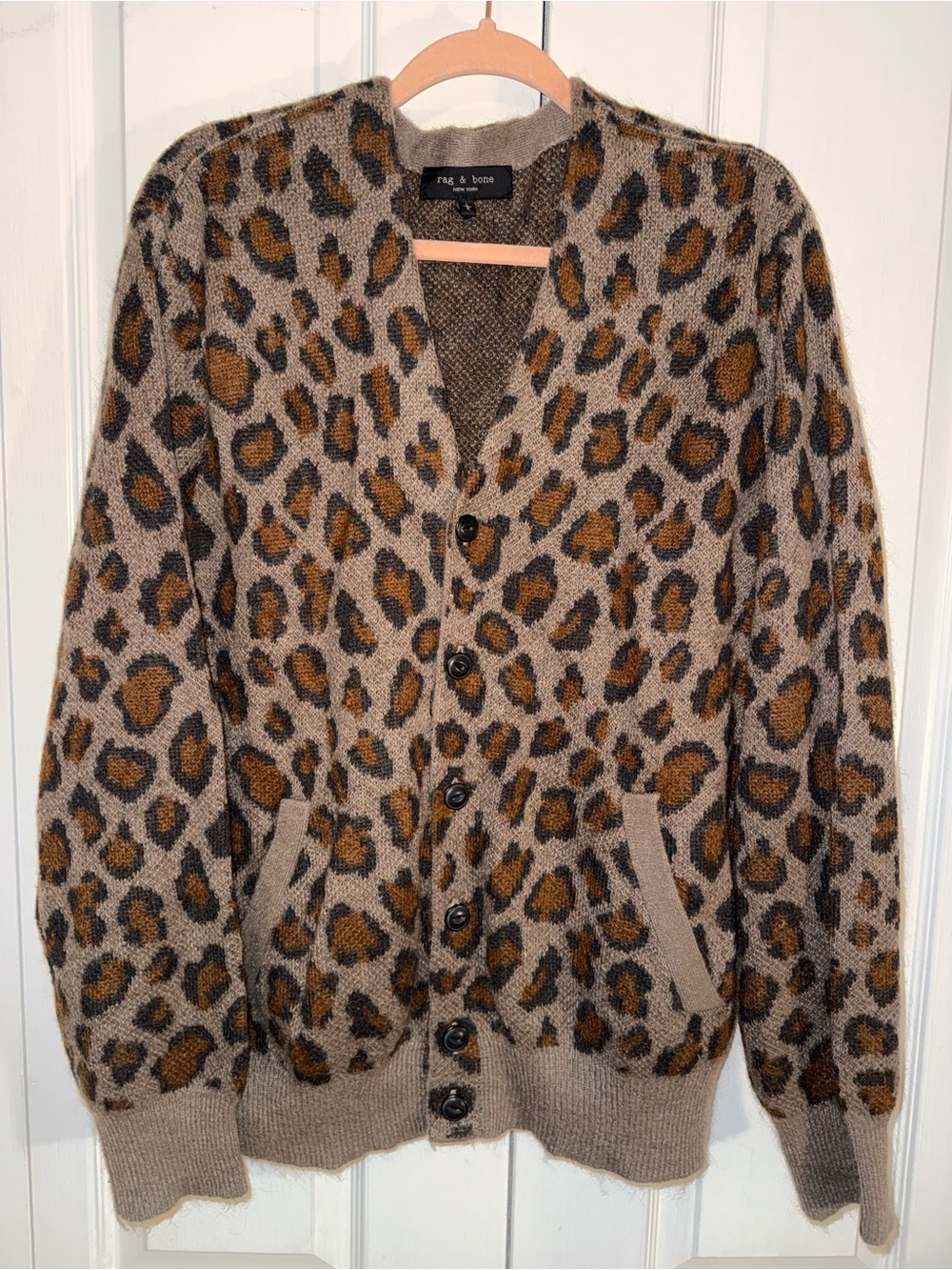 Rag & Bone Leopard Mohair Winslow Cardigan Size L